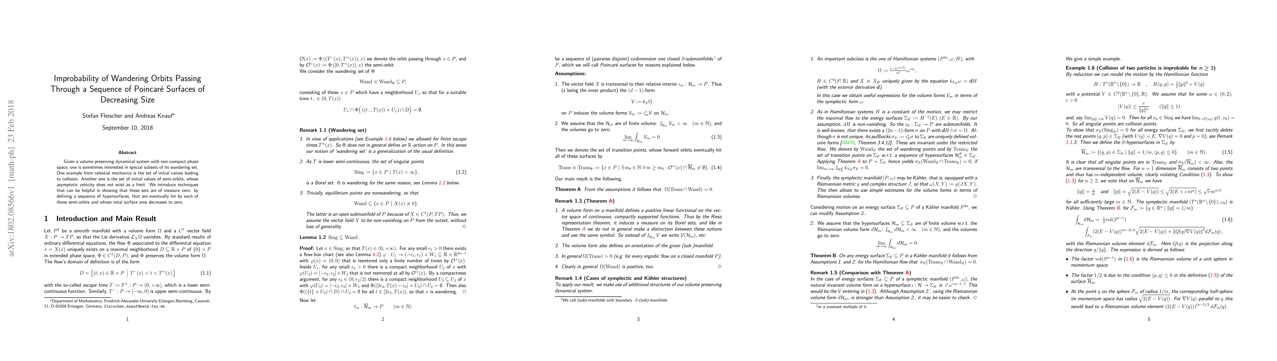 Thumbnail for Improbability of Wandering Orbits Passing Through a Sequence of
  Poincar\'e Surfaces of Decreasing Size