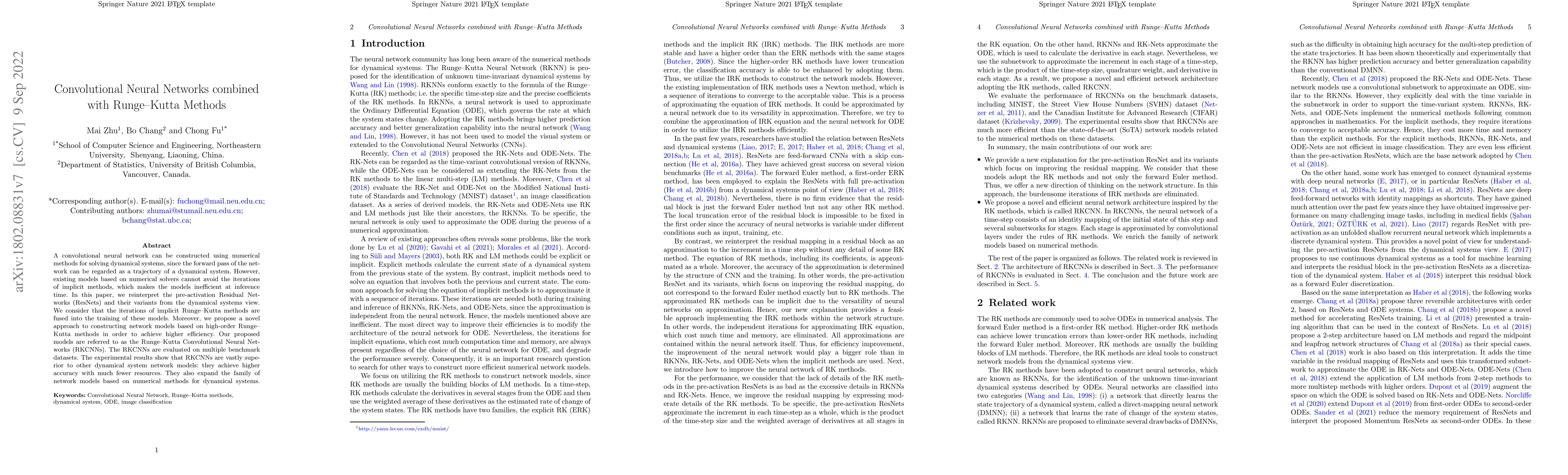 Thumbnail for Convolutional Neural Networks combined with Runge-Kutta Methods