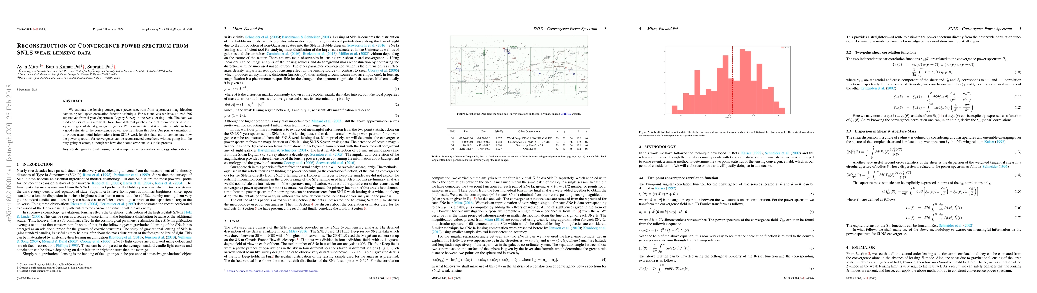 Thumbnail for Reconstruction of Convergence power spectrum from SNLS weak lensing data