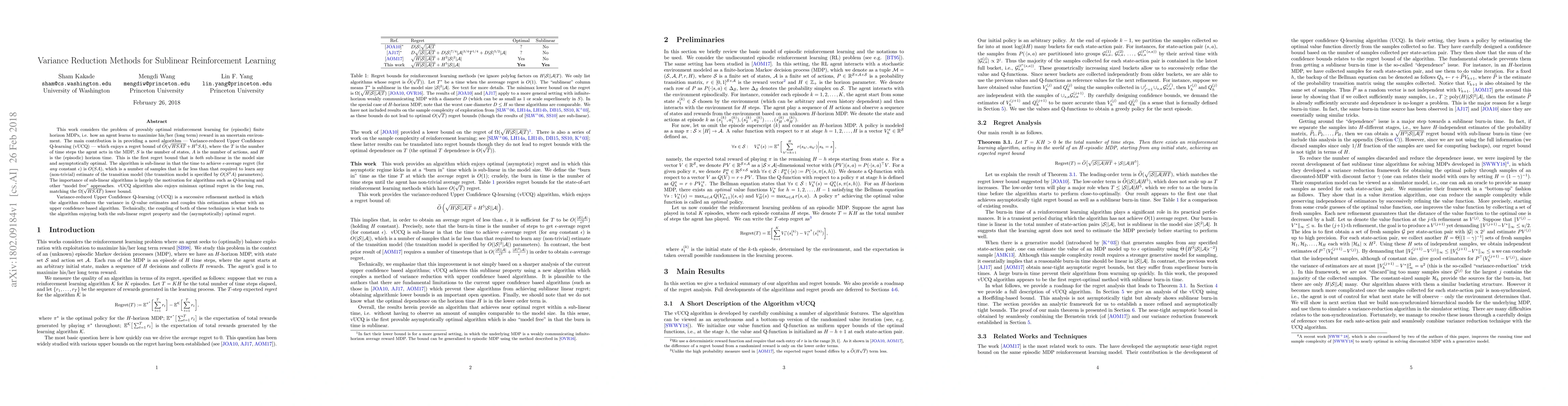 Thumbnail for Variance Reduction Methods for Sublinear Reinforcement Learning