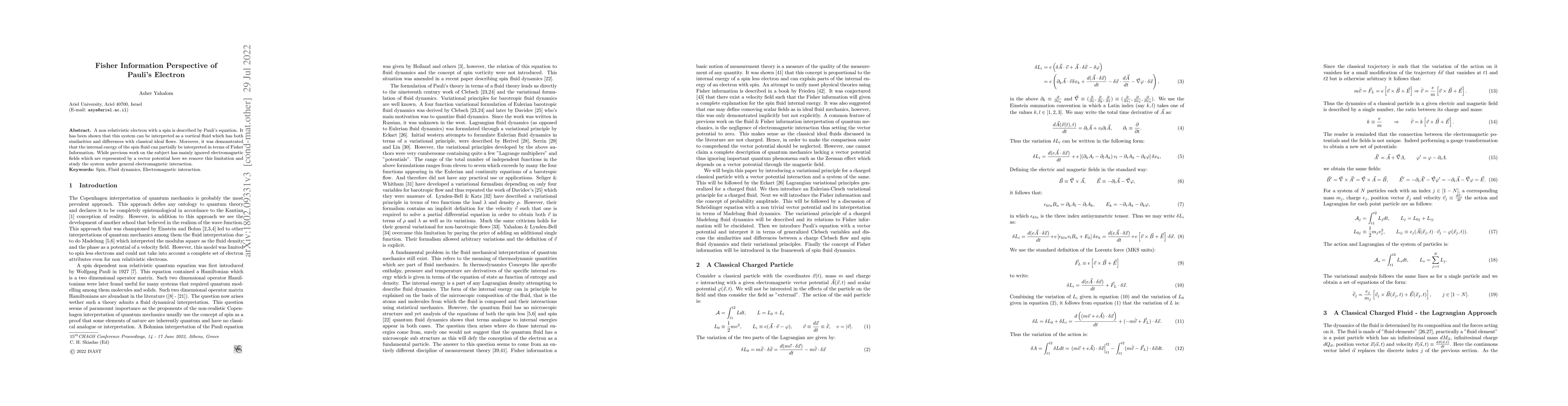 Thumbnail for Fisher Information Perspective of Pauli's Electron