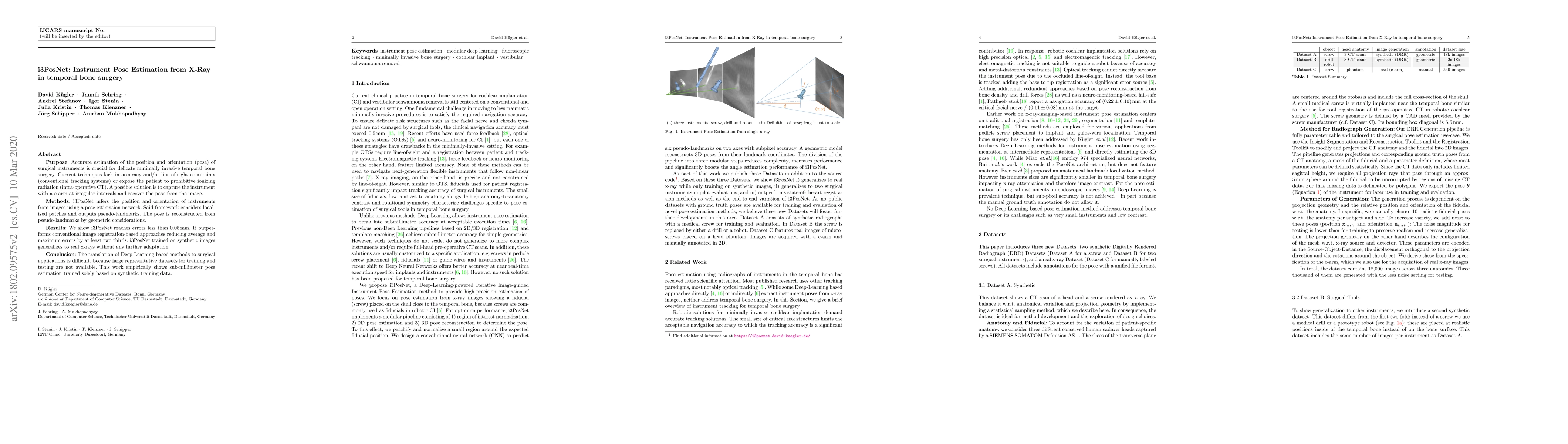 Thumbnail for i3PosNet: Instrument Pose Estimation from X-Ray in temporal bone surgery