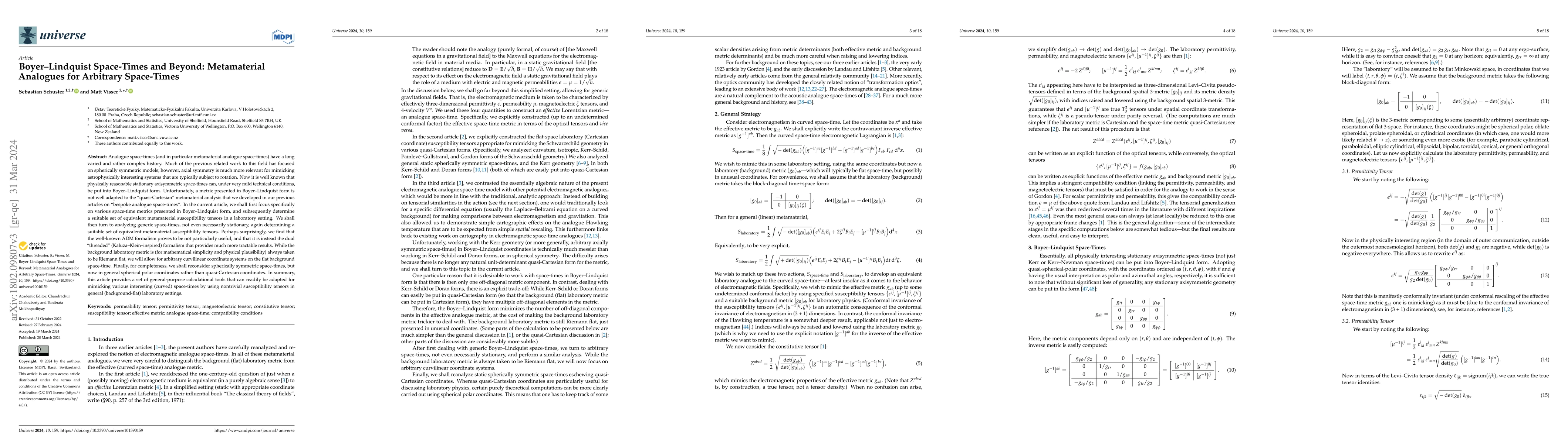 Thumbnail for Boyer-Lindquist space-times and beyond: Meta-material analogues