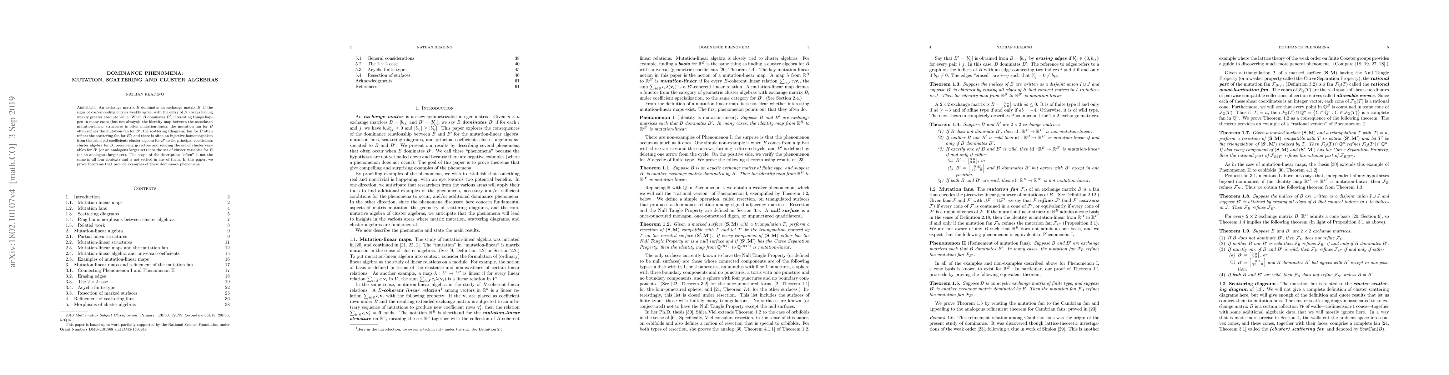 Thumbnail for Dominance phenomena: mutation, scattering and cluster algebras