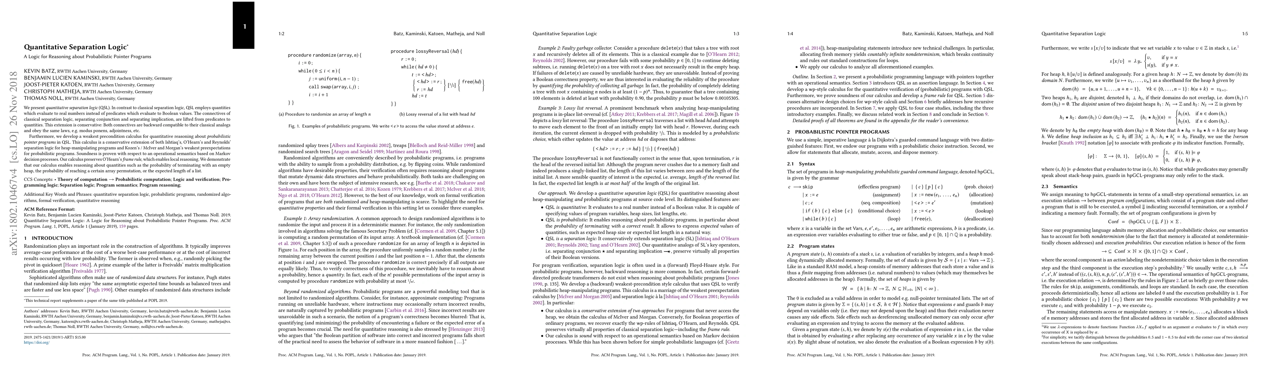 Thumbnail for Quantitative Separation Logic - A Logic for Reasoning about
  Probabilistic Programs