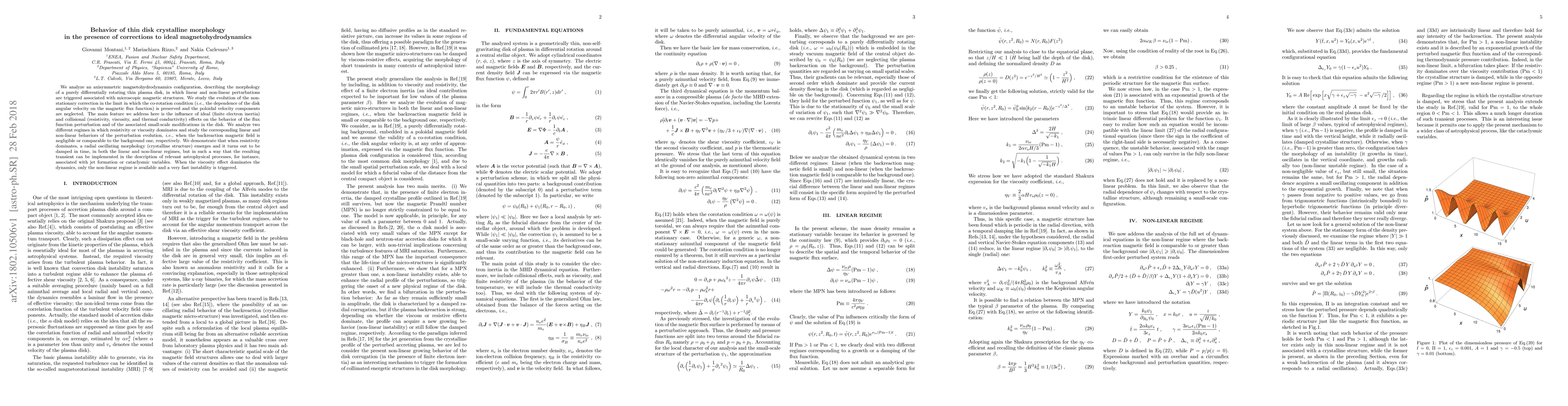 Thumbnail for Behavior of thin disk crystalline morphology in the presence of
  corrections to ideal magnetohydrodynamics