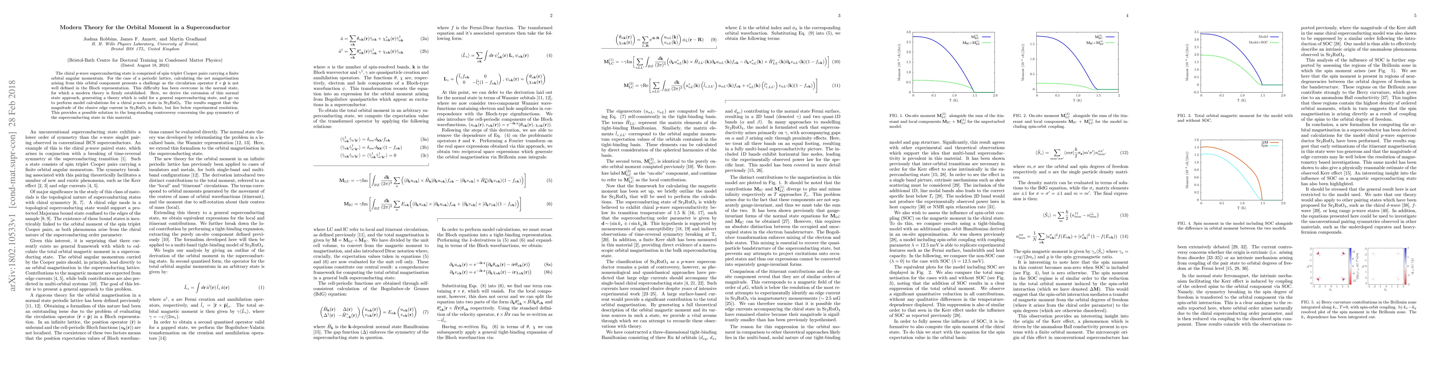 Thumbnail for Modern Theory for the Orbital Moment in a Superconductor