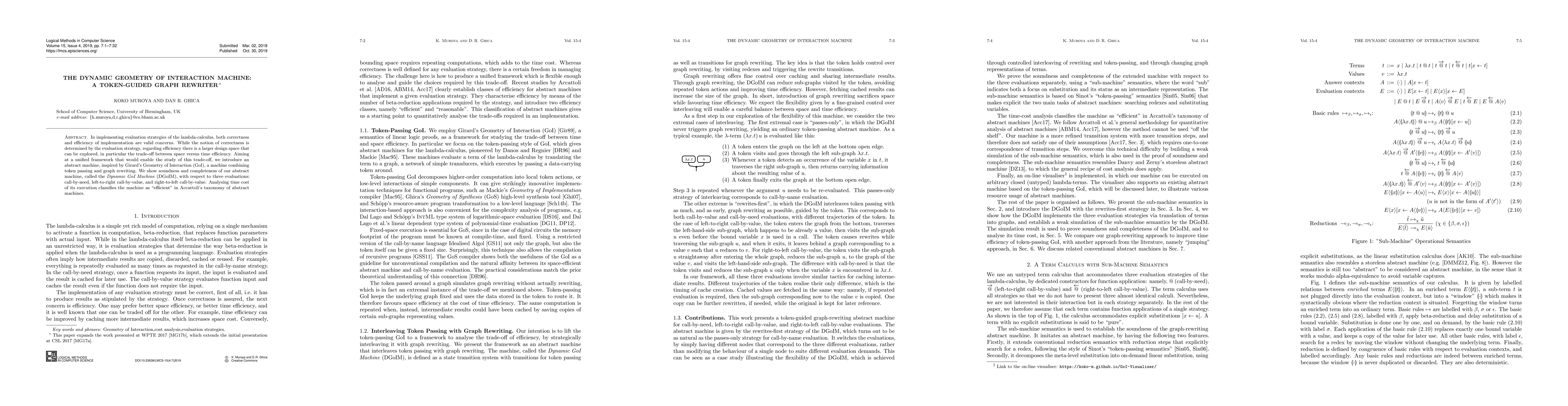Thumbnail for The Dynamic Geometry of Interaction Machine: A Token-Guided Graph
  Rewriter