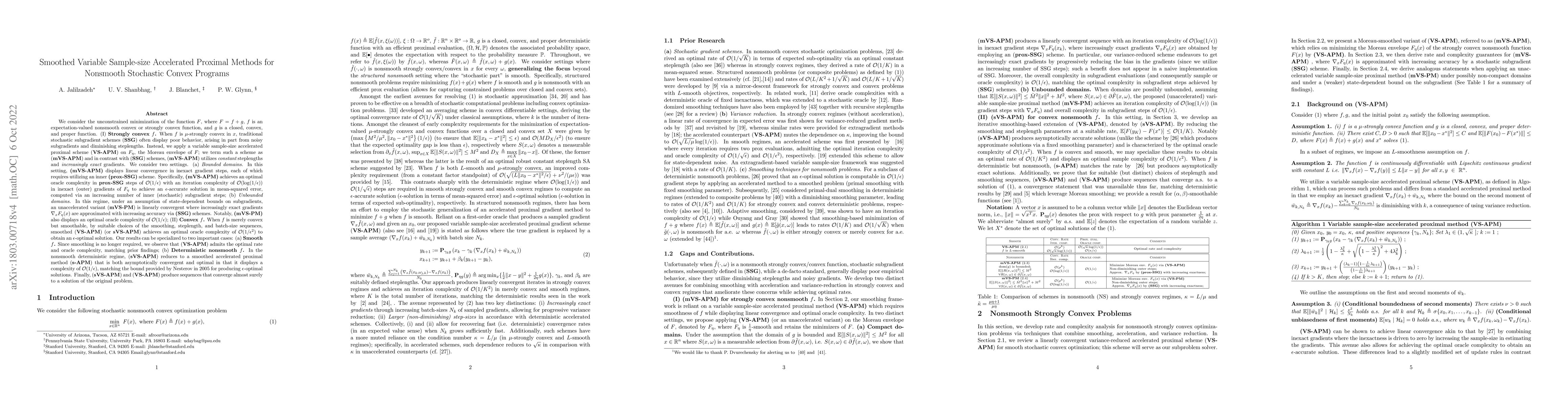 Thumbnail for Smoothed Variable Sample-size Accelerated Proximal Methods for Nonsmooth
  Stochastic Convex Programs