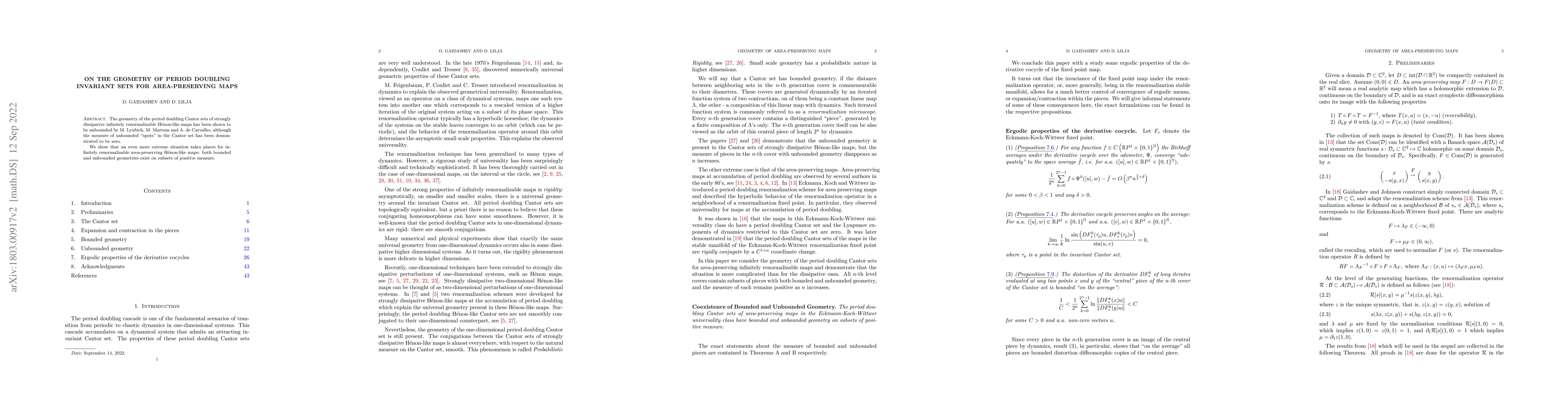 Thumbnail for On the geometry of period doubling invariant sets for area-preserving
  maps