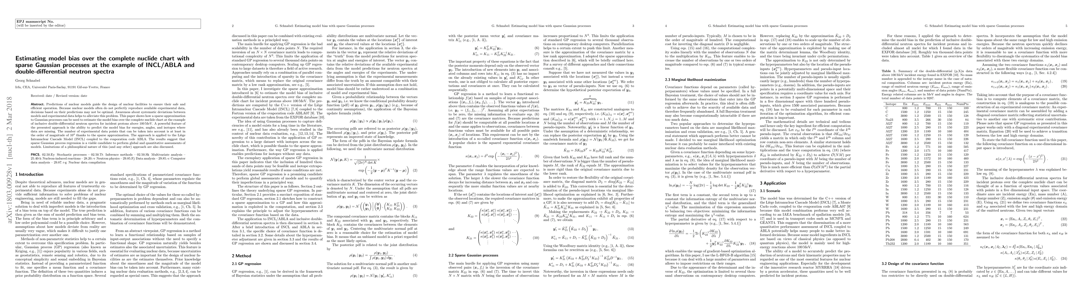 Thumbnail for Estimating model bias over the complete nuclide chart with sparse
  Gaussian processes at the example of INCL/ABLA and double-differential
  neutron spectra