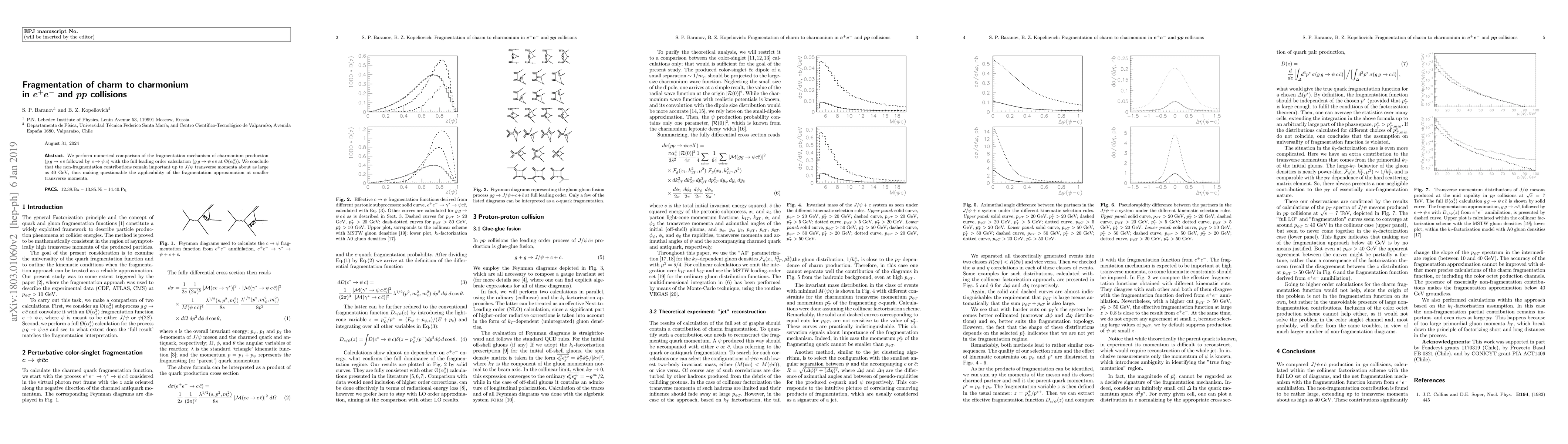 Thumbnail for Fragmentation of charm to charmonium in $e^+e^-$ and $pp$ collisions