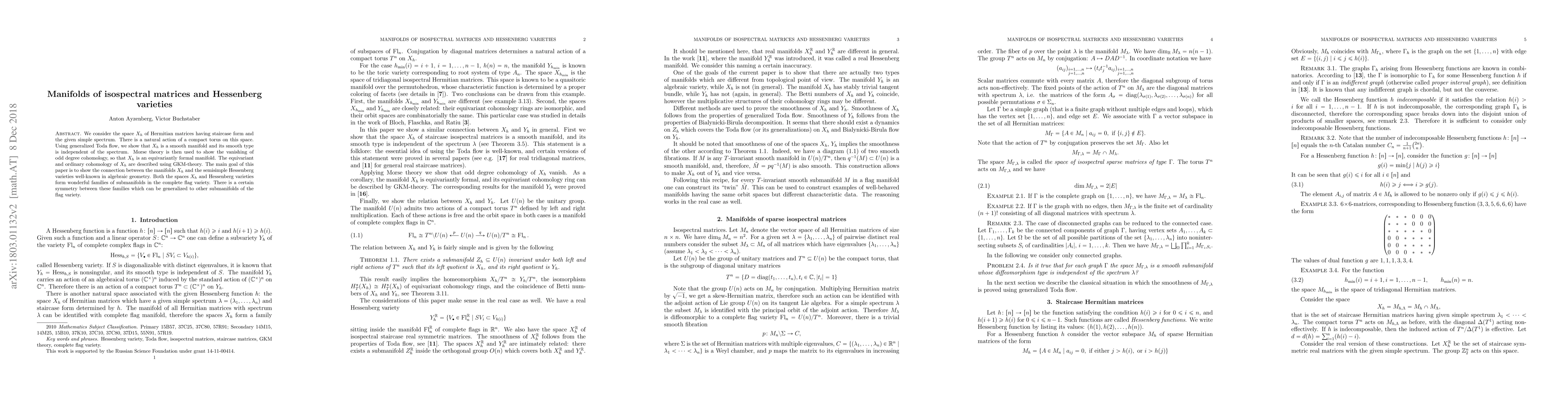 Thumbnail for Manifolds of isospectral matrices and Hessenberg varieties