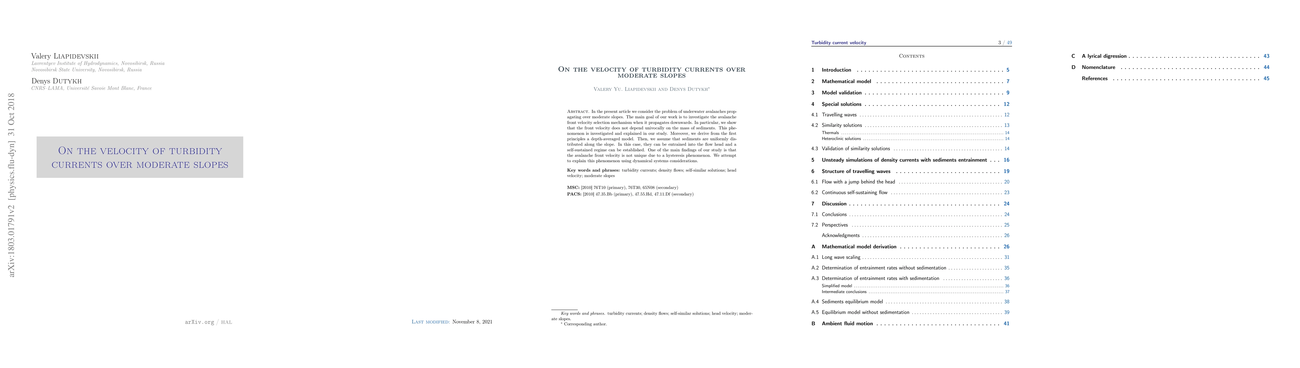 Thumbnail for On the velocity of turbidity currents over moderate slopes