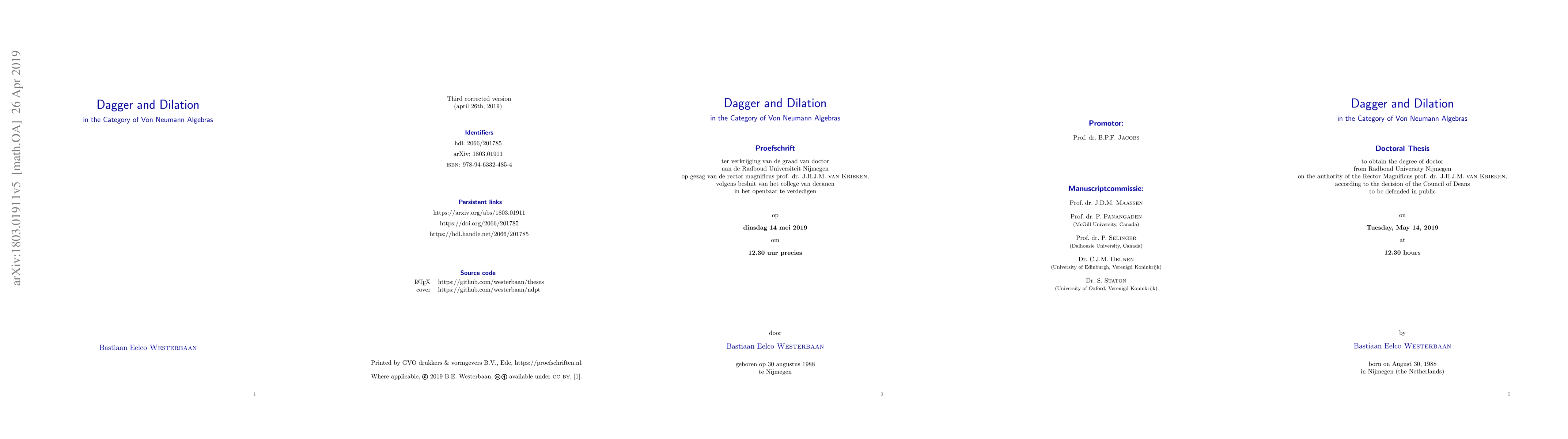 Thumbnail for Dagger and Dilation in the Category of Von Neumann algebras
