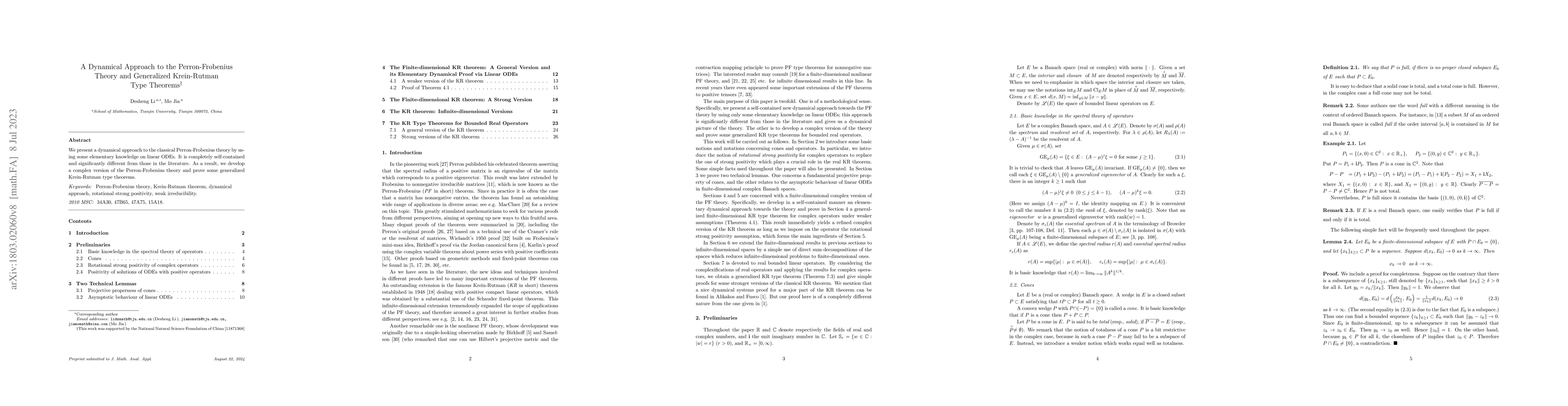 Thumbnail for A Dynamical Approach to the Perron-Frobenius Theory and Generalized
  Krein-Rutman Type Theorems