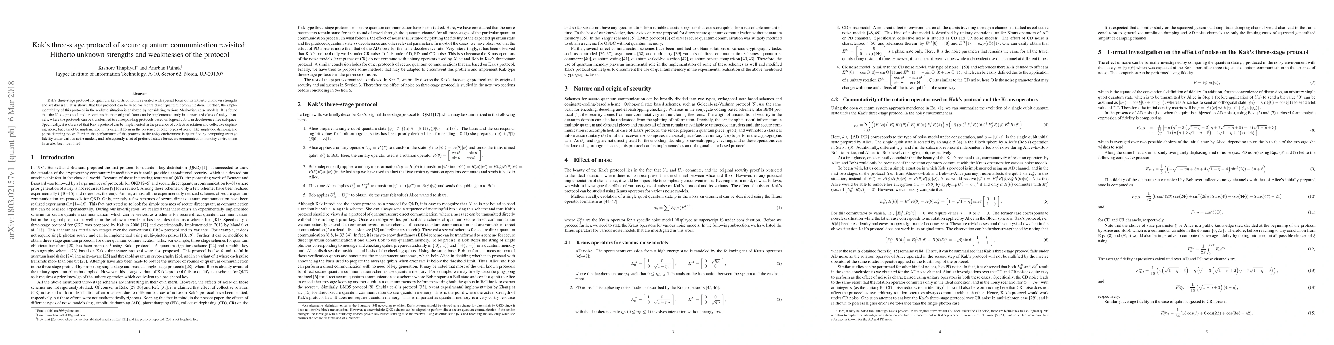 Thumbnail for Kak's three-stage protocol of secure quantum communication revisited:
  Hitherto unknown strengths and weaknesses of the protocol
