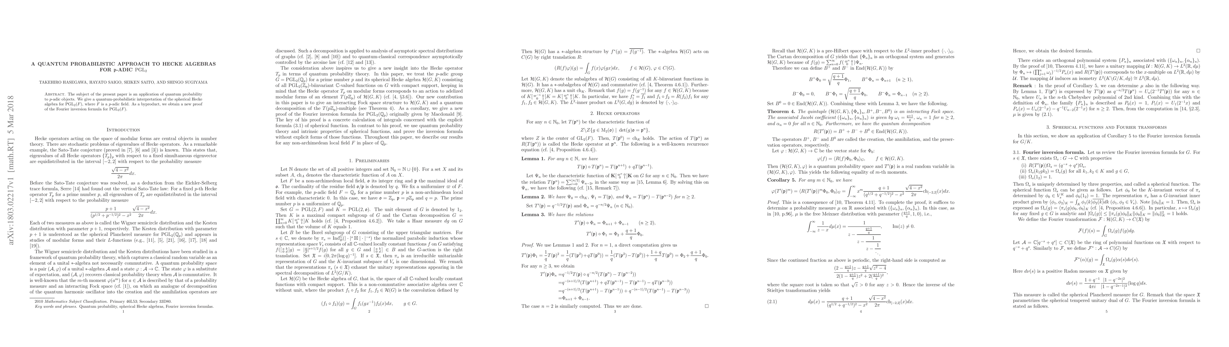 Thumbnail for A quantum probabilistic approach to Hecke algebras for
  $\mathfrak{p}$-adic ${\rm PGL}_2$
