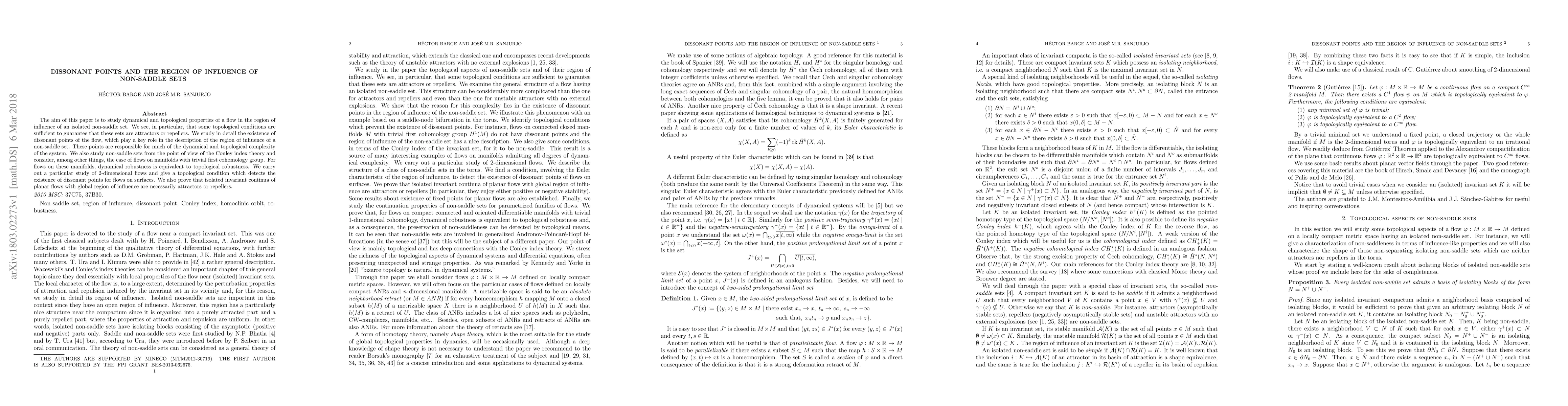 Thumbnail for Dissonant points and the region of influence of non-saddle sets