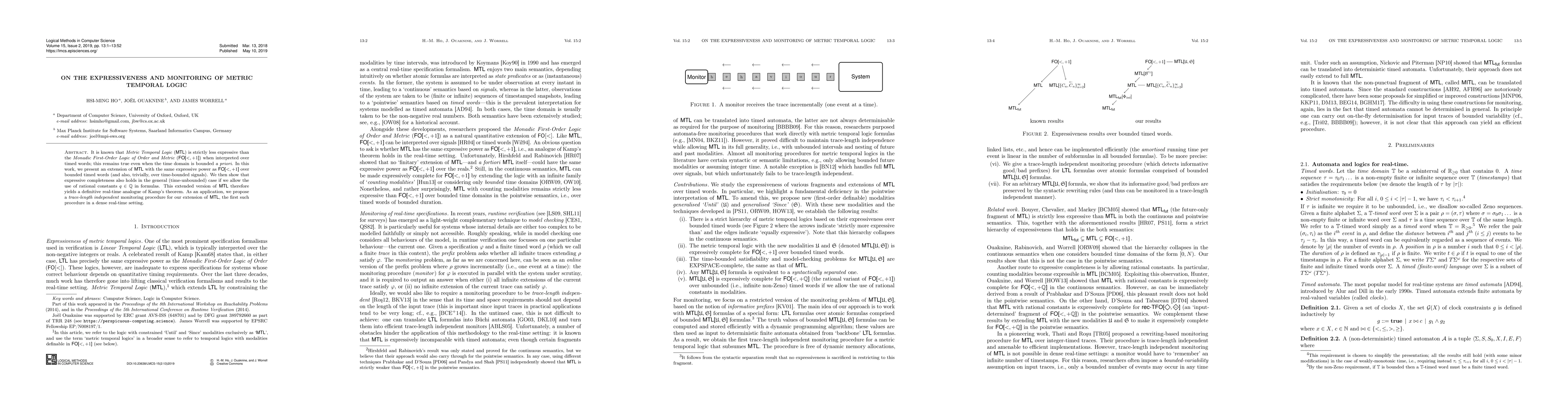 Thumbnail for On the Expressiveness and Monitoring of Metric Temporal Logic