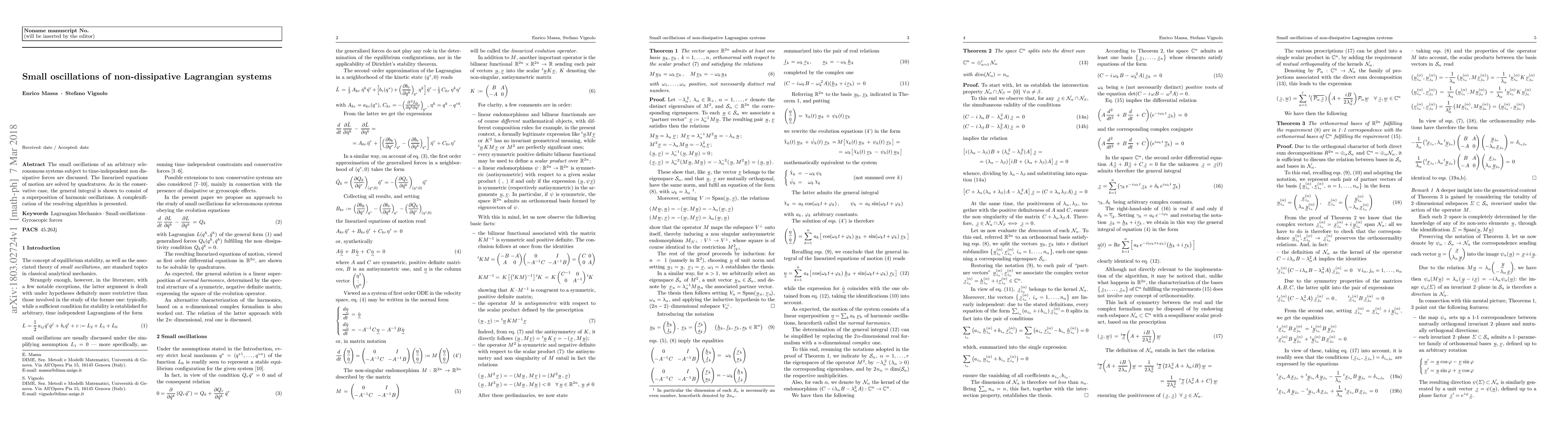 Thumbnail for Small oscillations of non-dissipative Lagrangian systems