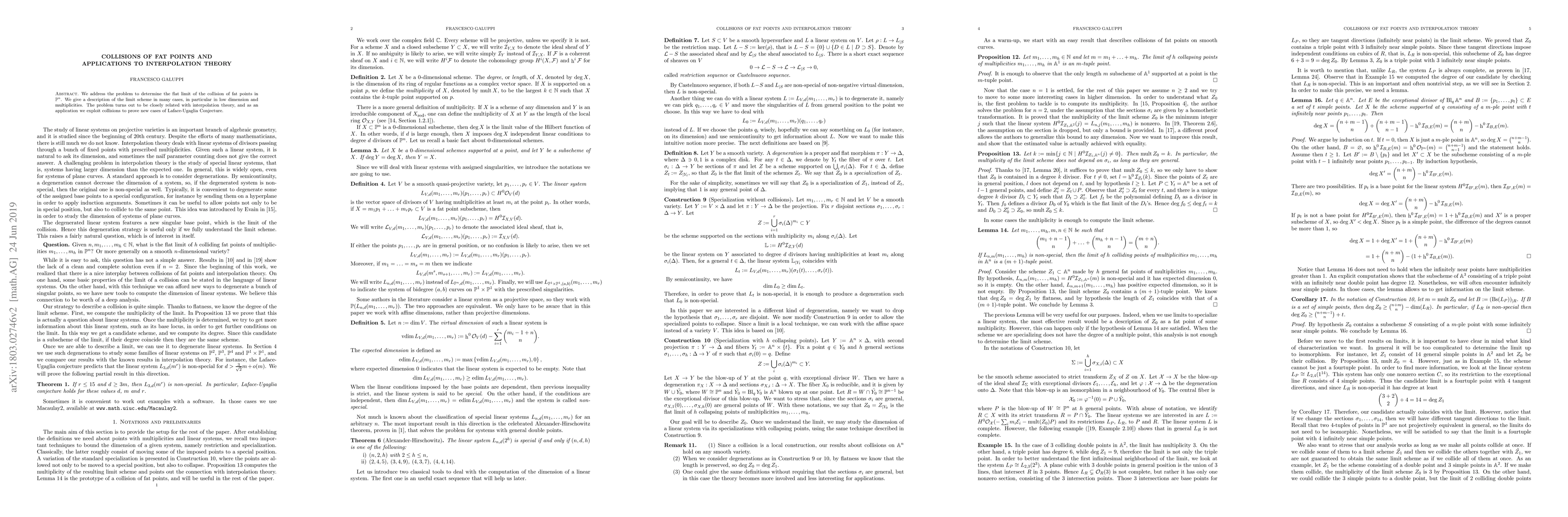 Thumbnail for Collisions of fat points and applications to interpolation theory