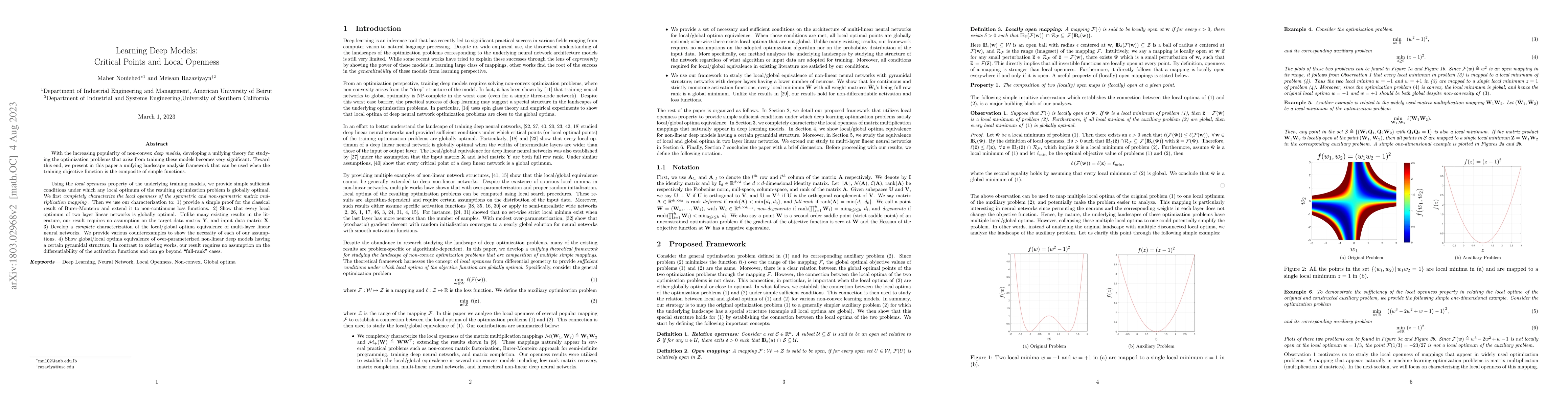 Thumbnail for Learning Deep Models: Critical Points and Local Openness