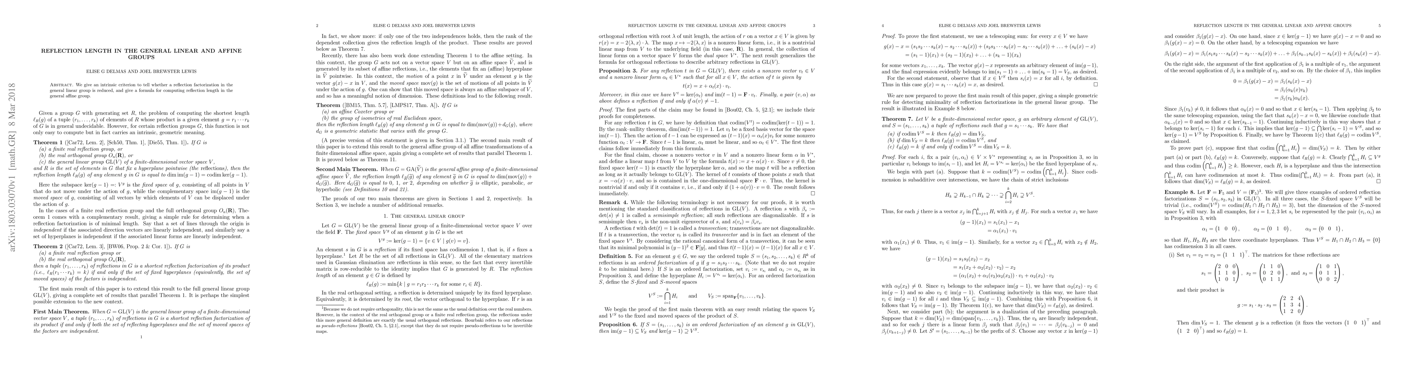 Thumbnail for Reflection length in the general linear and affine groups
