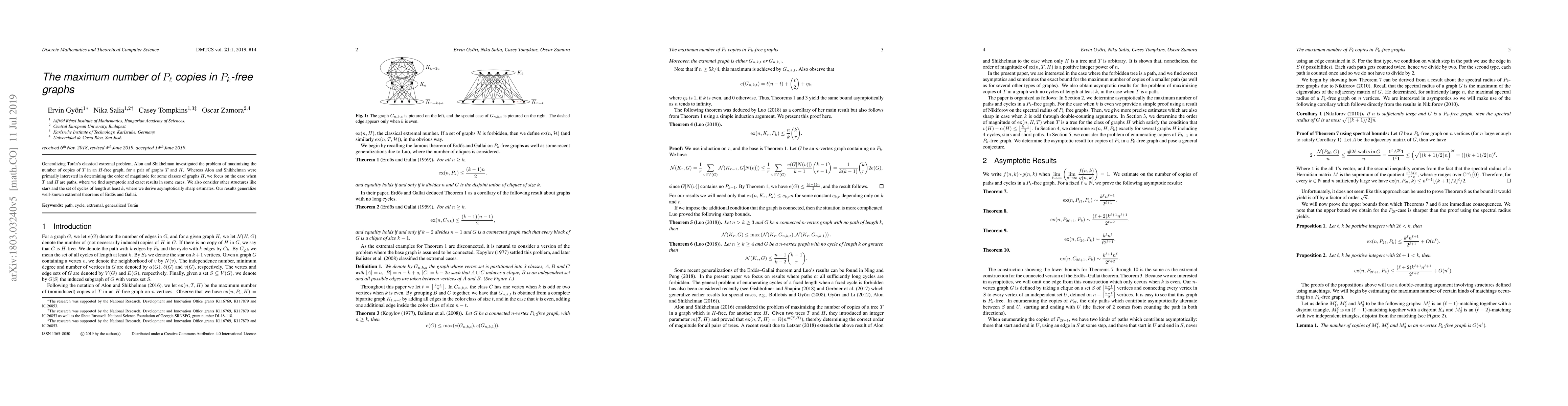 Thumbnail for The maximum number of $P_\ell$ copies in $P_k$-free graphs