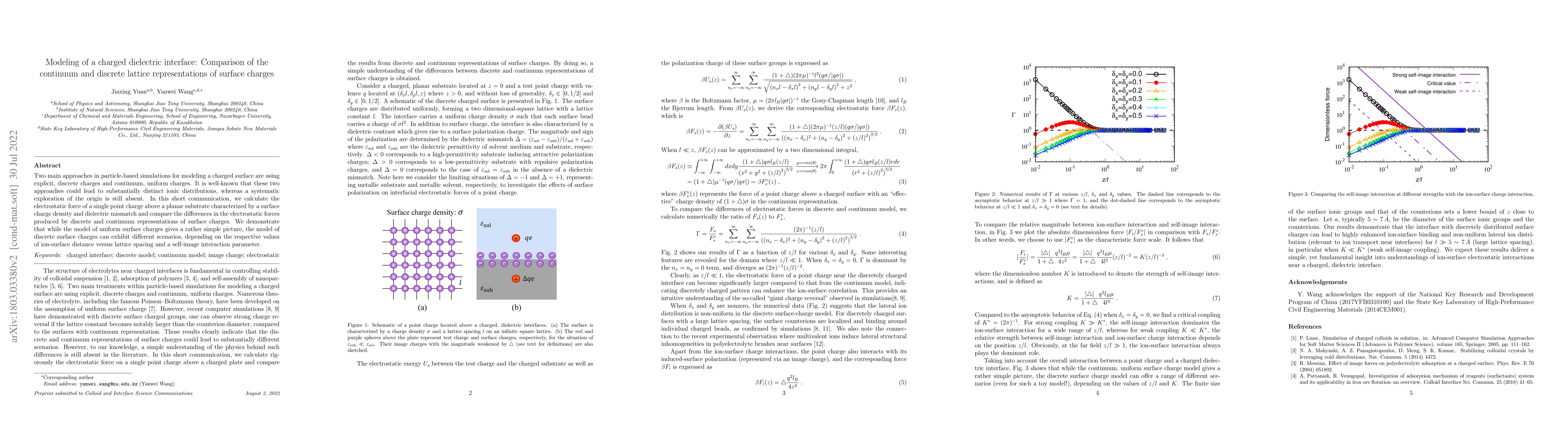 Thumbnail for Modeling of a charged dielectric interface: Comparison of the continuum
  and discrete lattice representations of surface charges