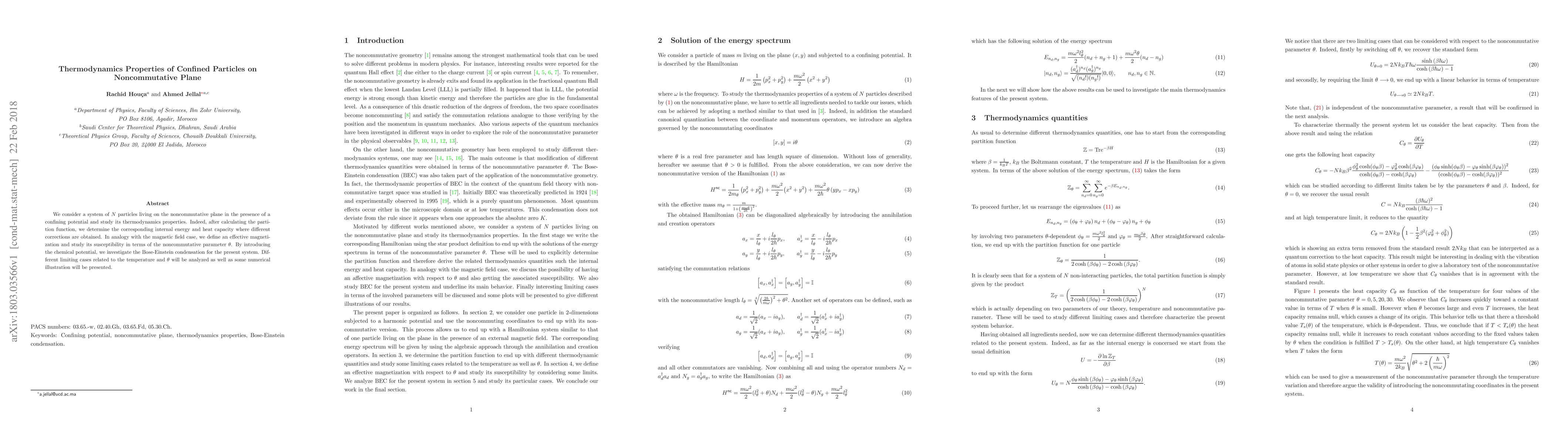 Thumbnail for Thermodynamics Properties of Confined Particles on Noncommutative Plane