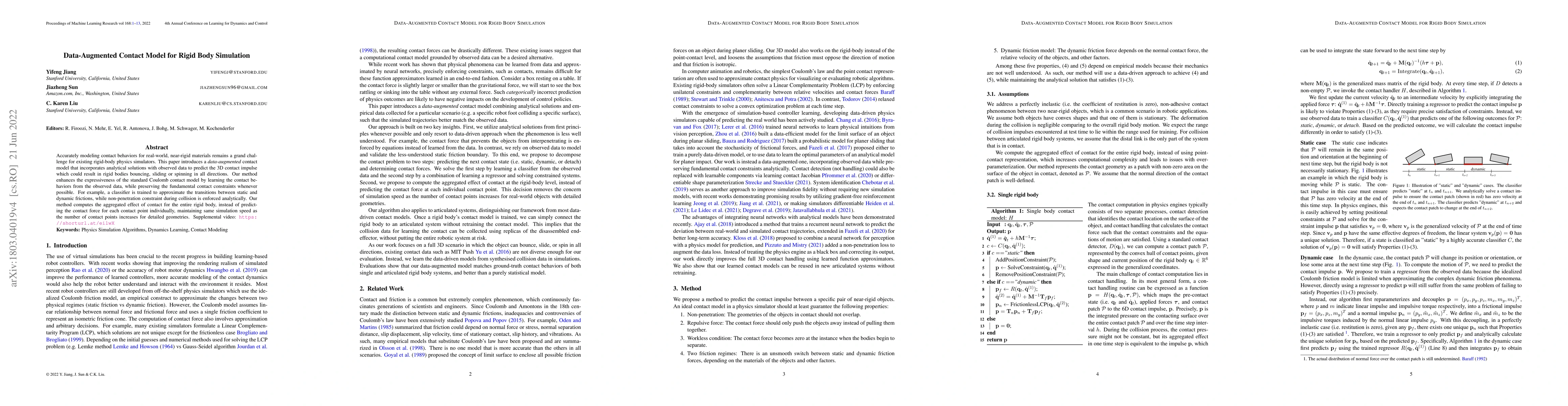 Thumbnail for Data-Augmented Contact Model for Rigid Body Simulation