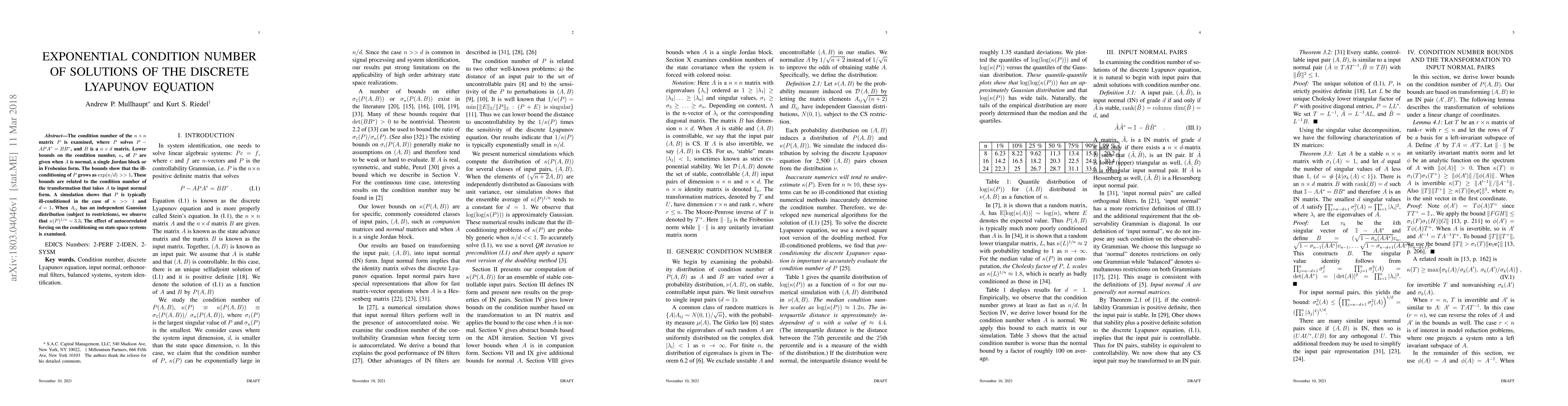 Thumbnail for Exponential Condition Number of Solutions of the Discrete Lyapunov
  Equation