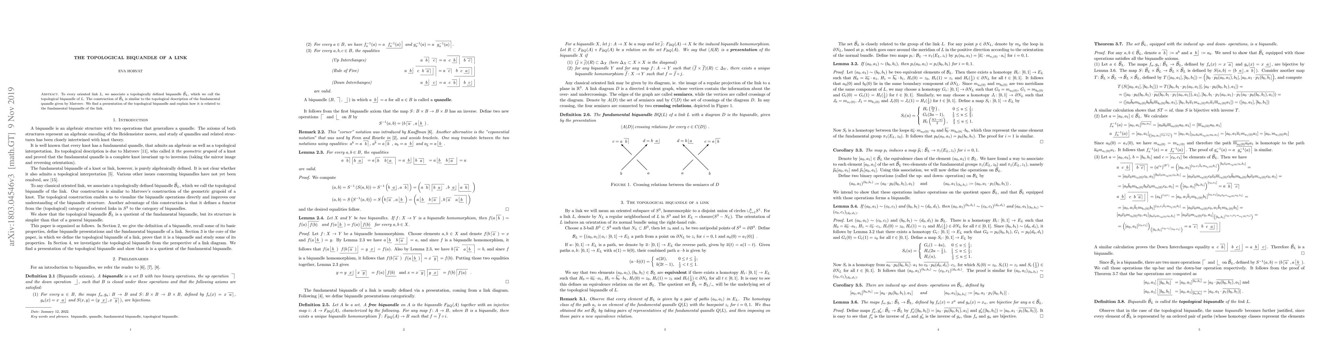 Thumbnail for The topological biquandle of a link