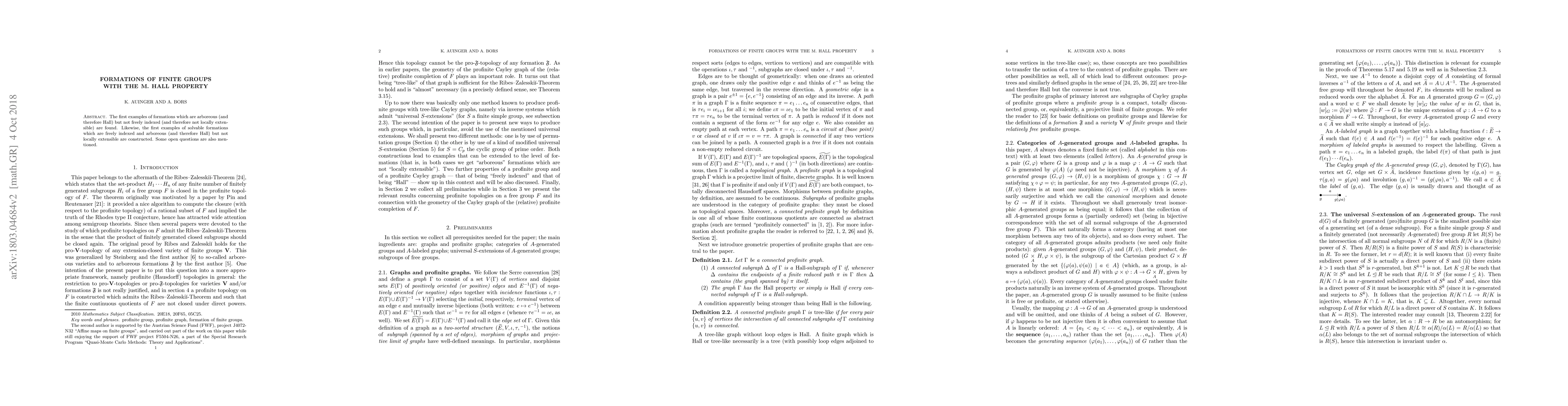 Thumbnail for Formations of finite groups with the M. Hall property