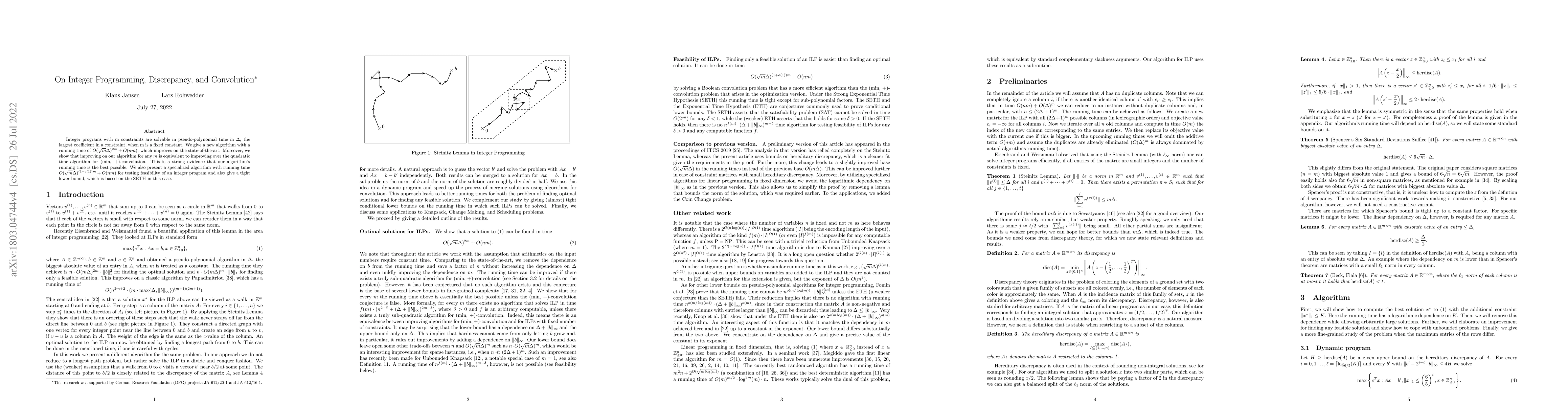 Thumbnail for On Integer Programming, Discrepancy, and Convolution