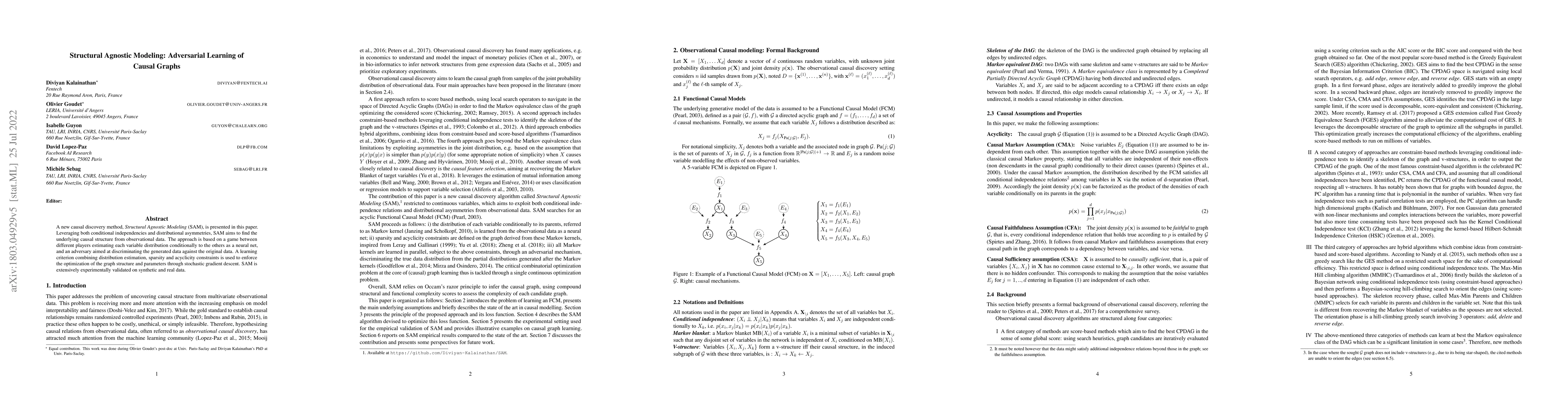 Thumbnail for Structural Agnostic Modeling: Adversarial Learning of Causal Graphs