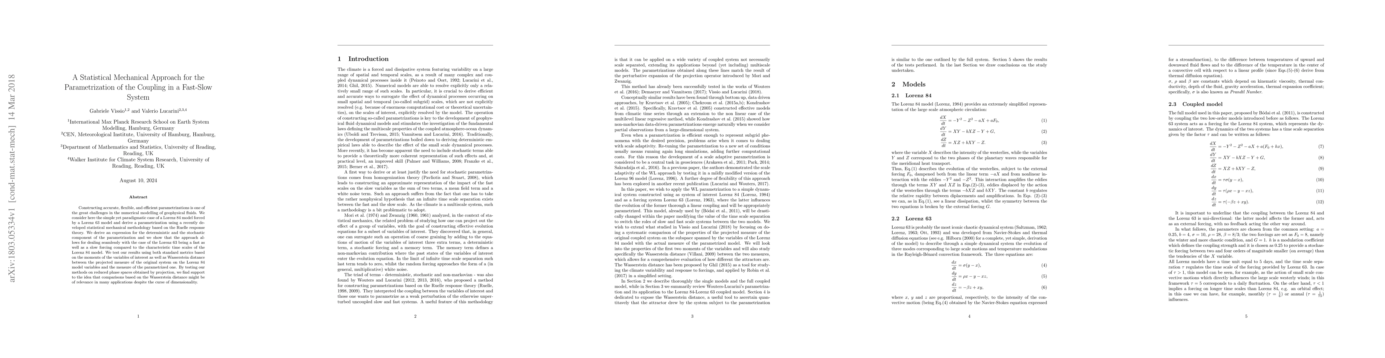 Thumbnail for A Statistical Mechanical Approach for the Parametrization of the
  Coupling in a Fast-Slow System
