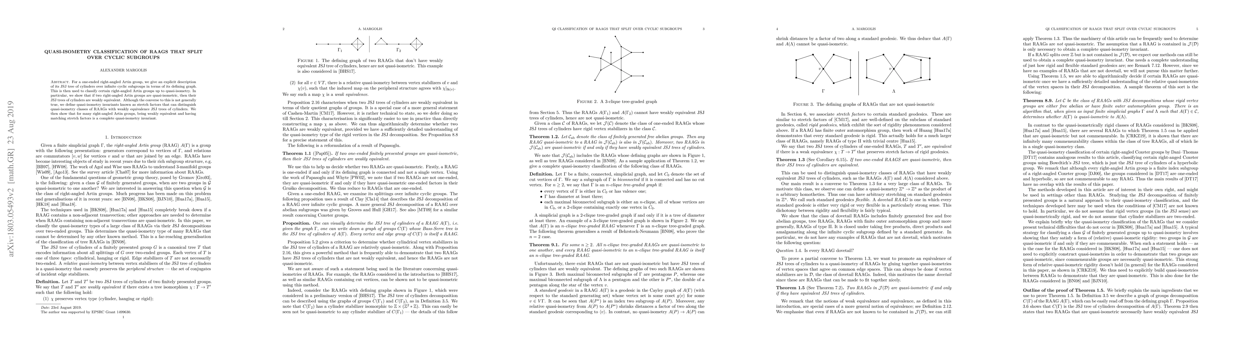 Thumbnail for Quasi-isometry classification of RAAGs that split over cyclic subgroups