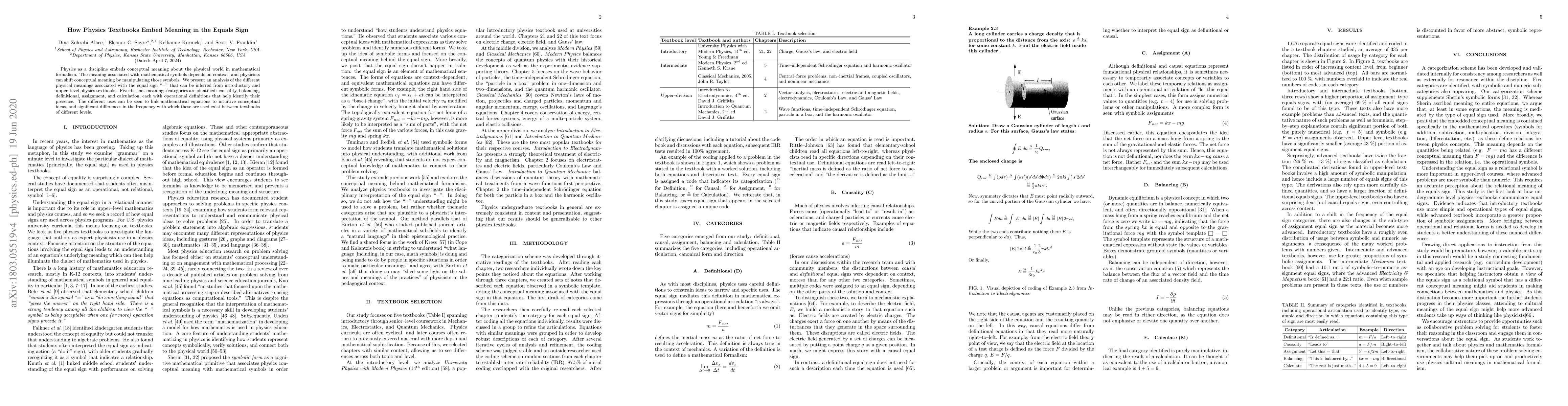 Thumbnail for How Physics Textbooks Embed Meaning in the Equals Sign
