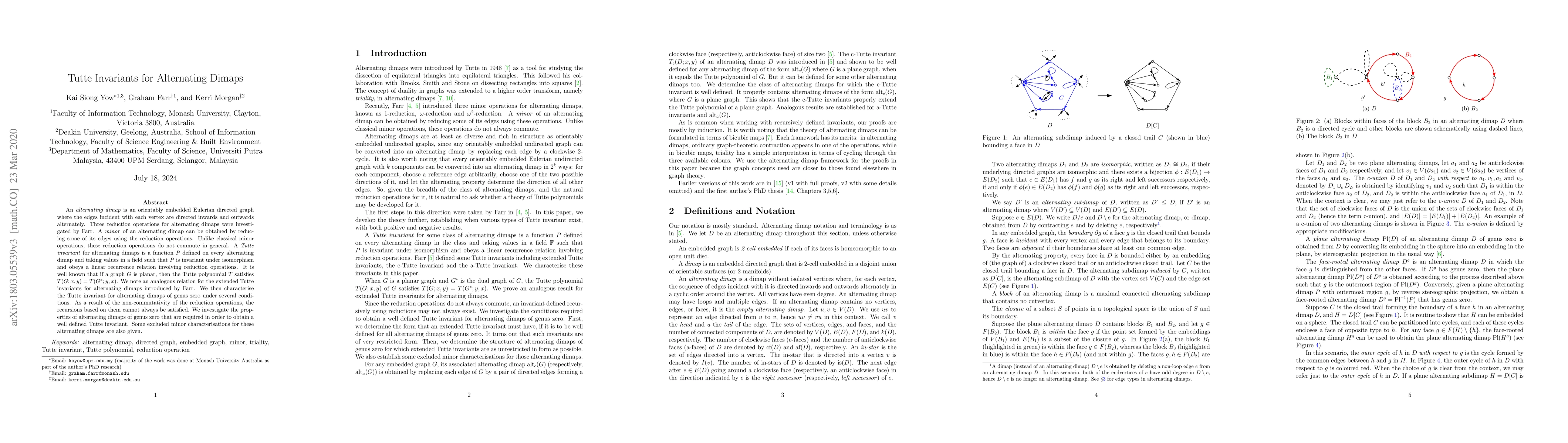 Thumbnail for Tutte Invariants for Alternating Dimaps