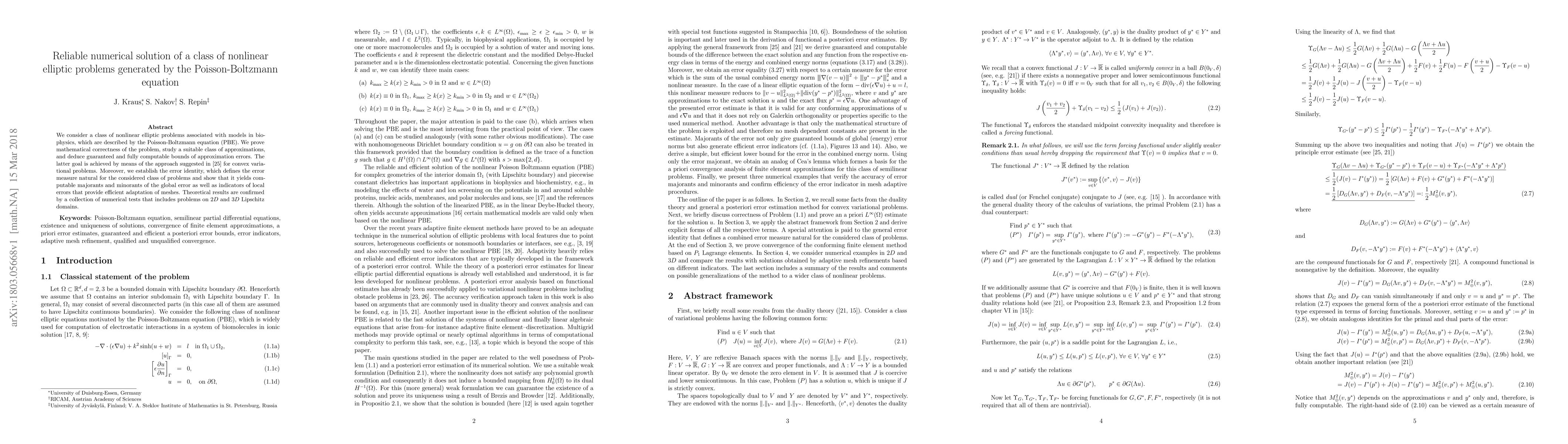 Thumbnail for Reliable numerical solution of a class of nonlinear elliptic problems
  generated by the Poisson-Boltzmann equation