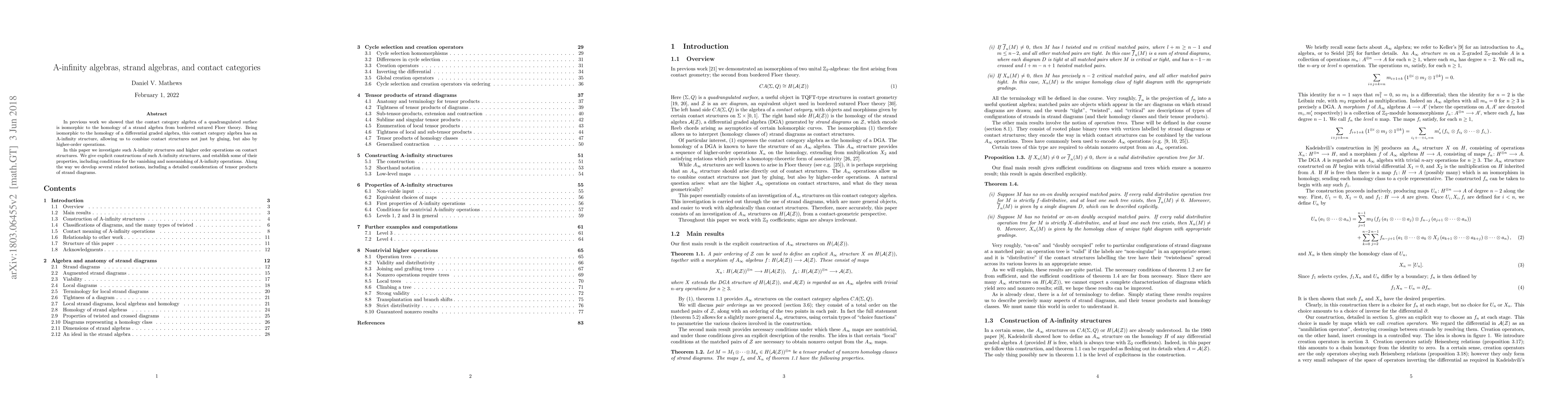Thumbnail for A-infinity algebras, strand algebras, and contact categories