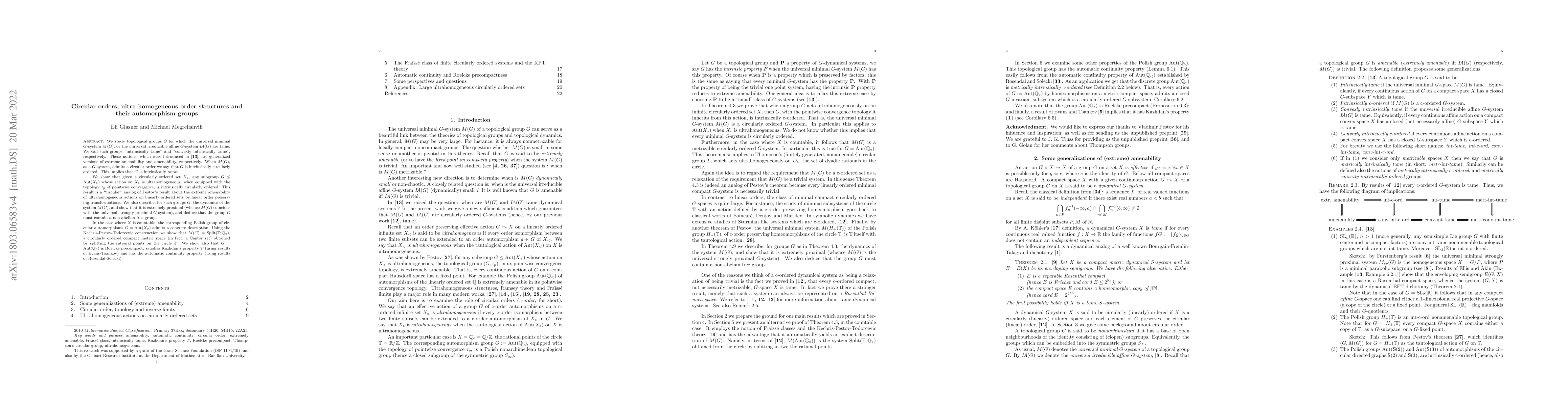 Thumbnail for Circular orders, ultra-homogeneous order structures and their
  automorphism groups