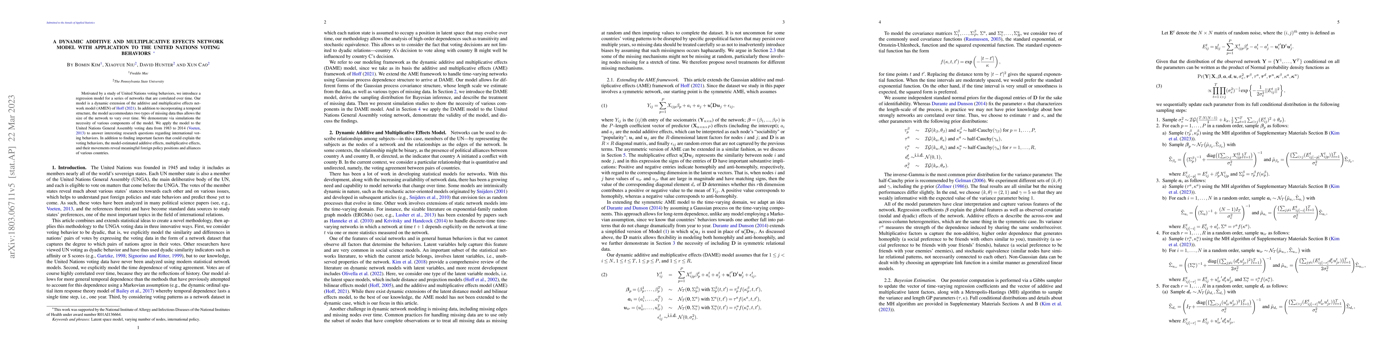 Thumbnail for A Dynamic Additive and Multiplicative Effects Model with Application to
  the United Nations Voting Behaviors