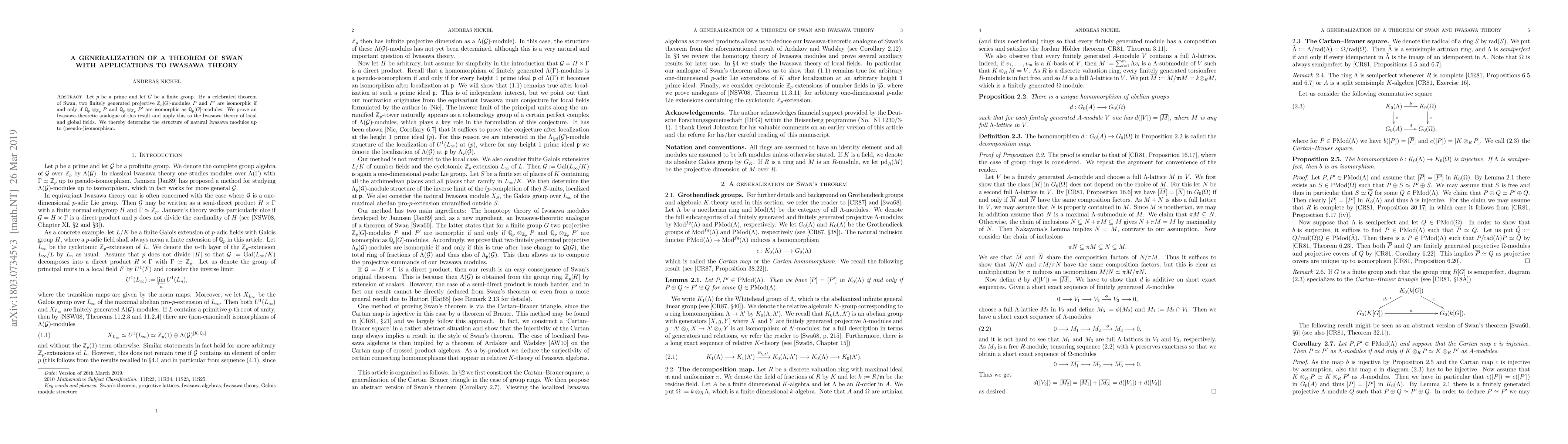 Thumbnail for A generalization of a theorem of Swan with applications to Iwasawa
  theory