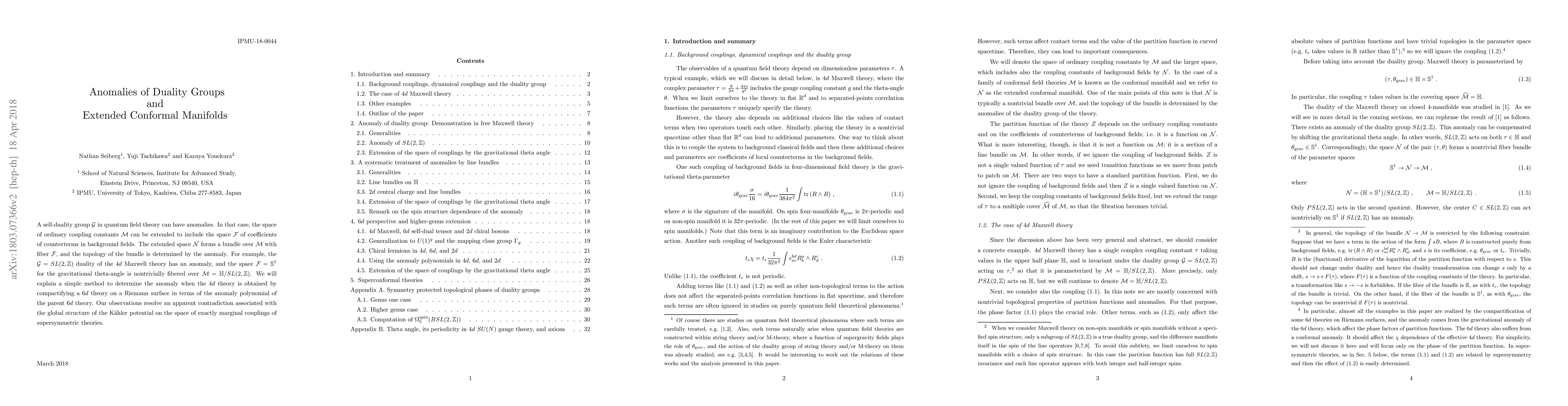 Thumbnail for Anomalies of Duality Groups and Extended Conformal Manifolds
