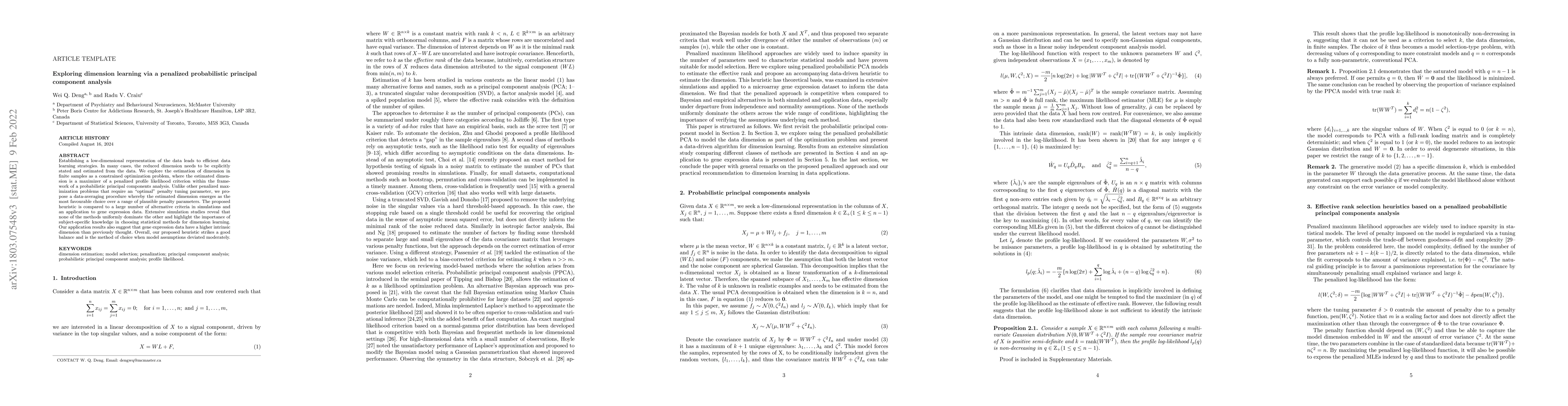 Thumbnail for Exploring dimension learning via a penalized probabilistic principal
  component analysis