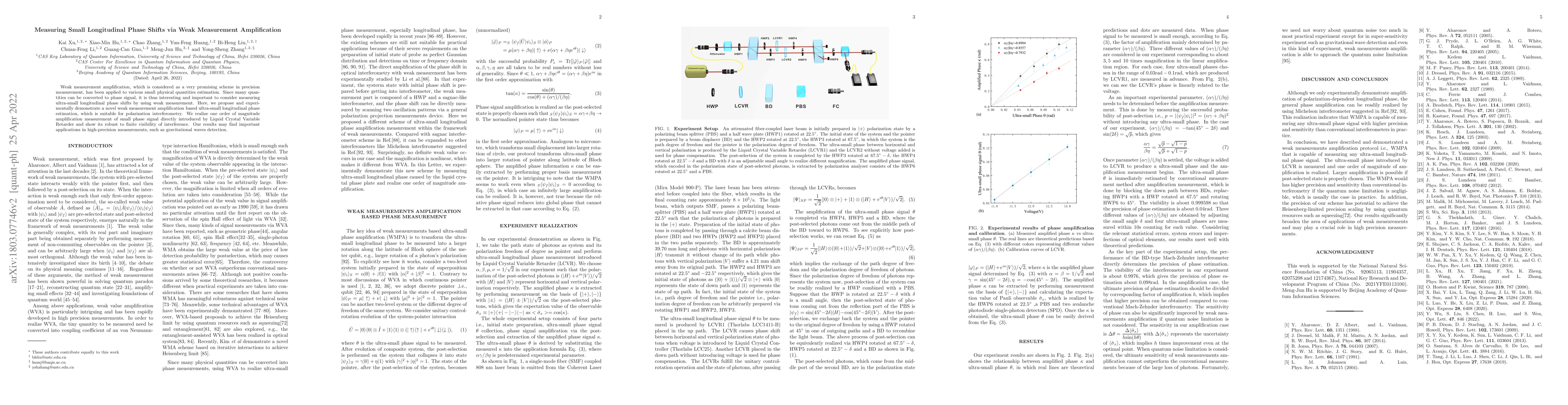 Thumbnail for Measuring Small Longitudinal Phase Shifts via Weak Measurement
  Amplification