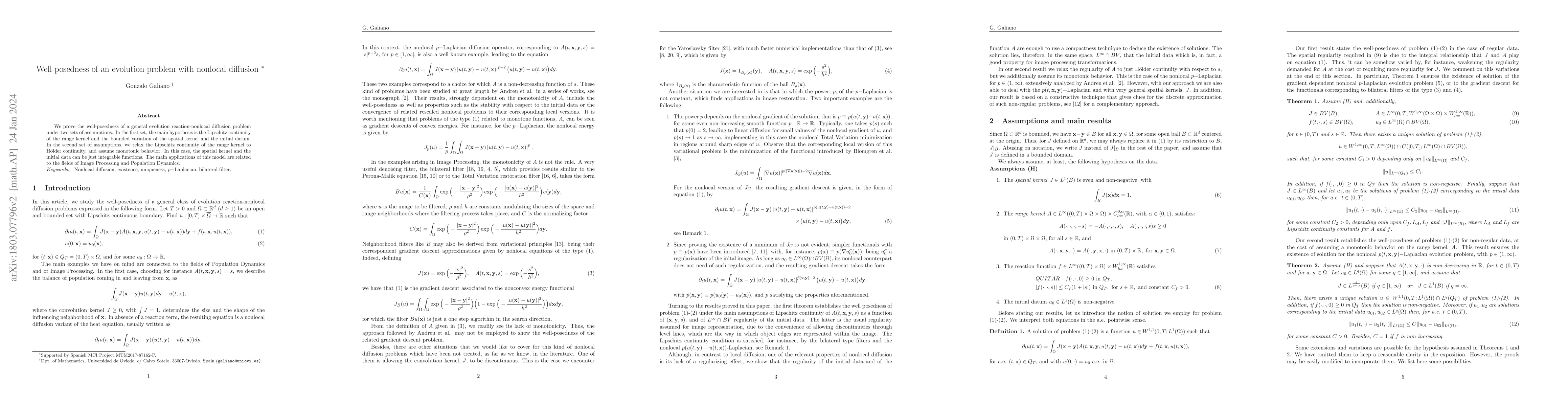 Thumbnail for Well-posedness of an evolution problem with nonlocal diffusion